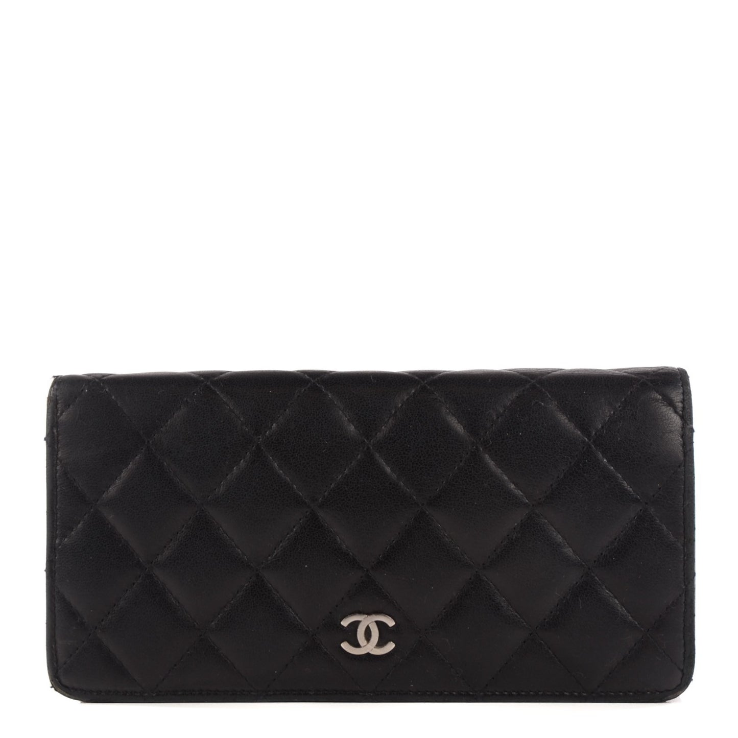 Lambskin Quilted Yen Wallet Black