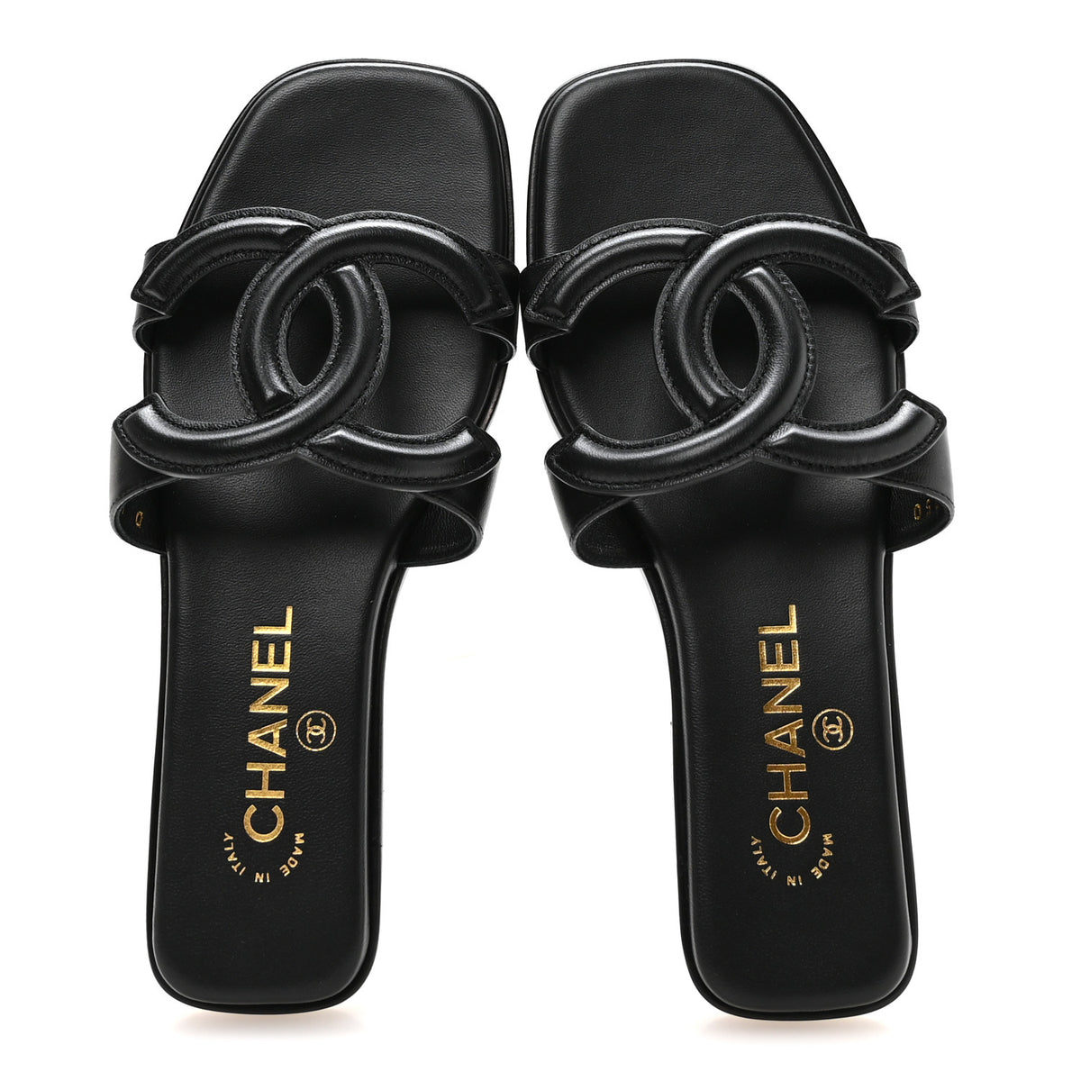 Chanel Lambskin CC Cut Out Mules Sandals 36 Black 2 of 9