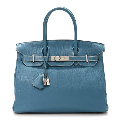 Hermes Taurillon Clemence Birkin 30 Blue Jean 1 of 11