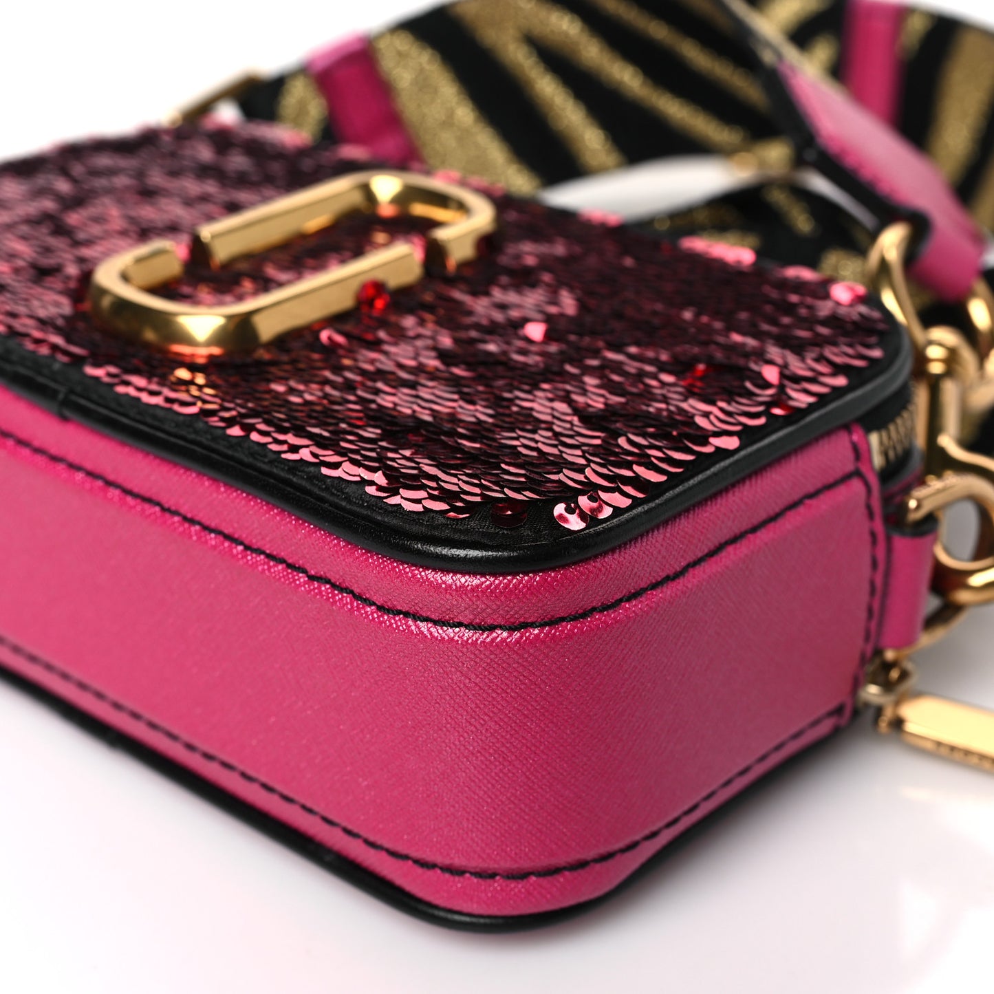 Calfskin Sequin Snapshot Camera Bag Pink