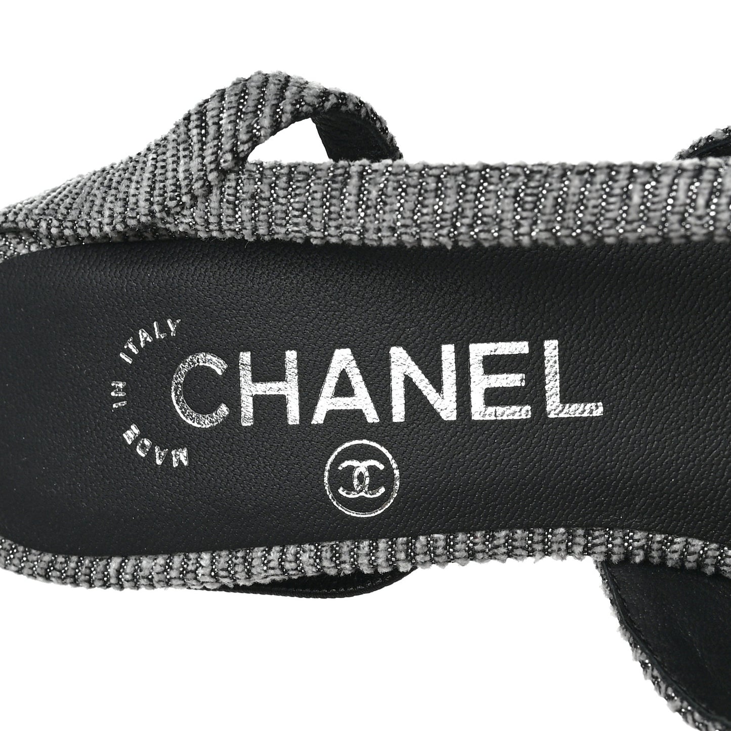 Tweed Cap Toe CC Slingback Pumps 35 Black Grey