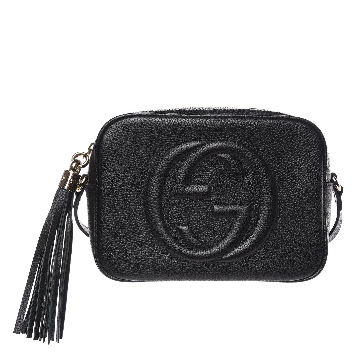 Pebbled Calfskin Small Soho Disco Bag Black