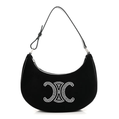 Celine Velvet Strass Triomphe Ava Shoulder Bag Black 1 of 10