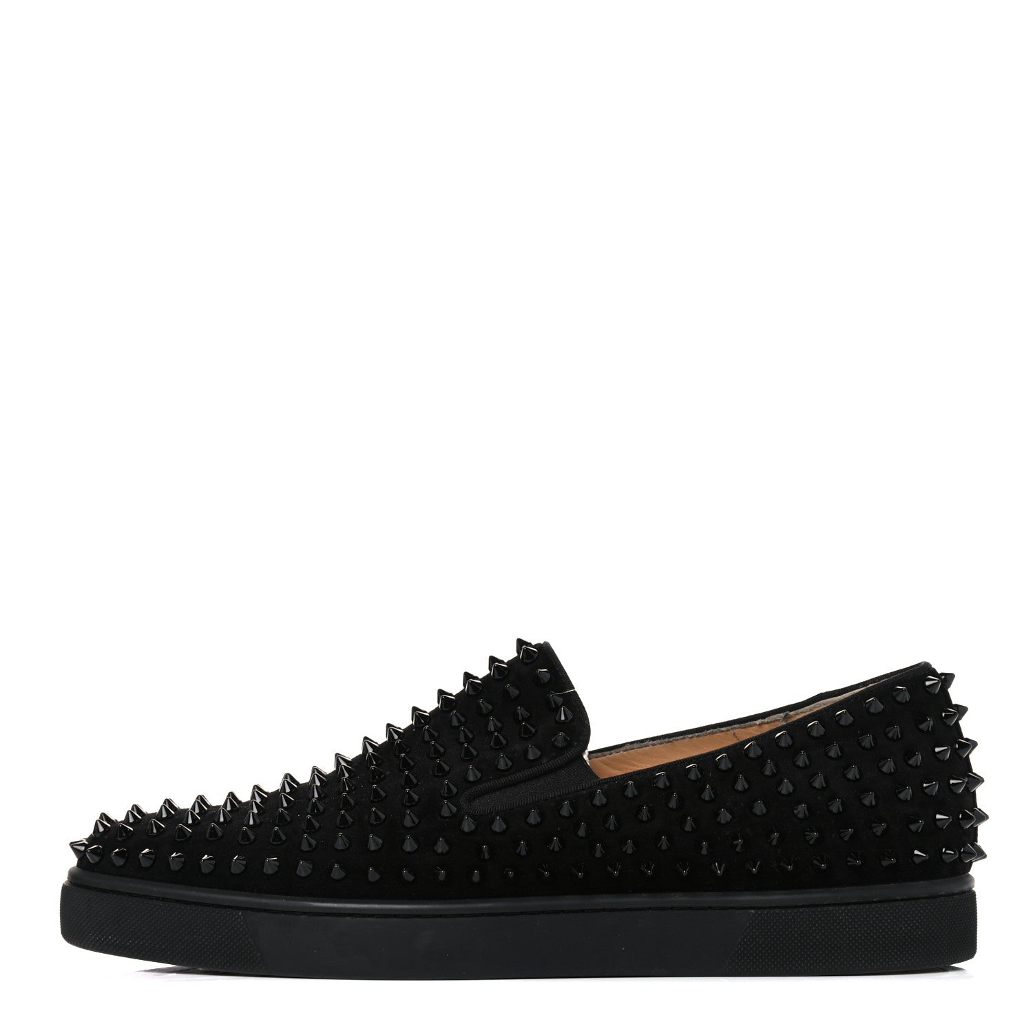 Christian Louboutin Veau Velours Spikes Mens Roller Boat Flat 43.5 Black 1 of 14