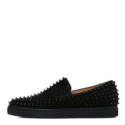 Christian Louboutin Veau Velours Spikes Mens Roller Boat Flat 43.5 Black 1 of 14