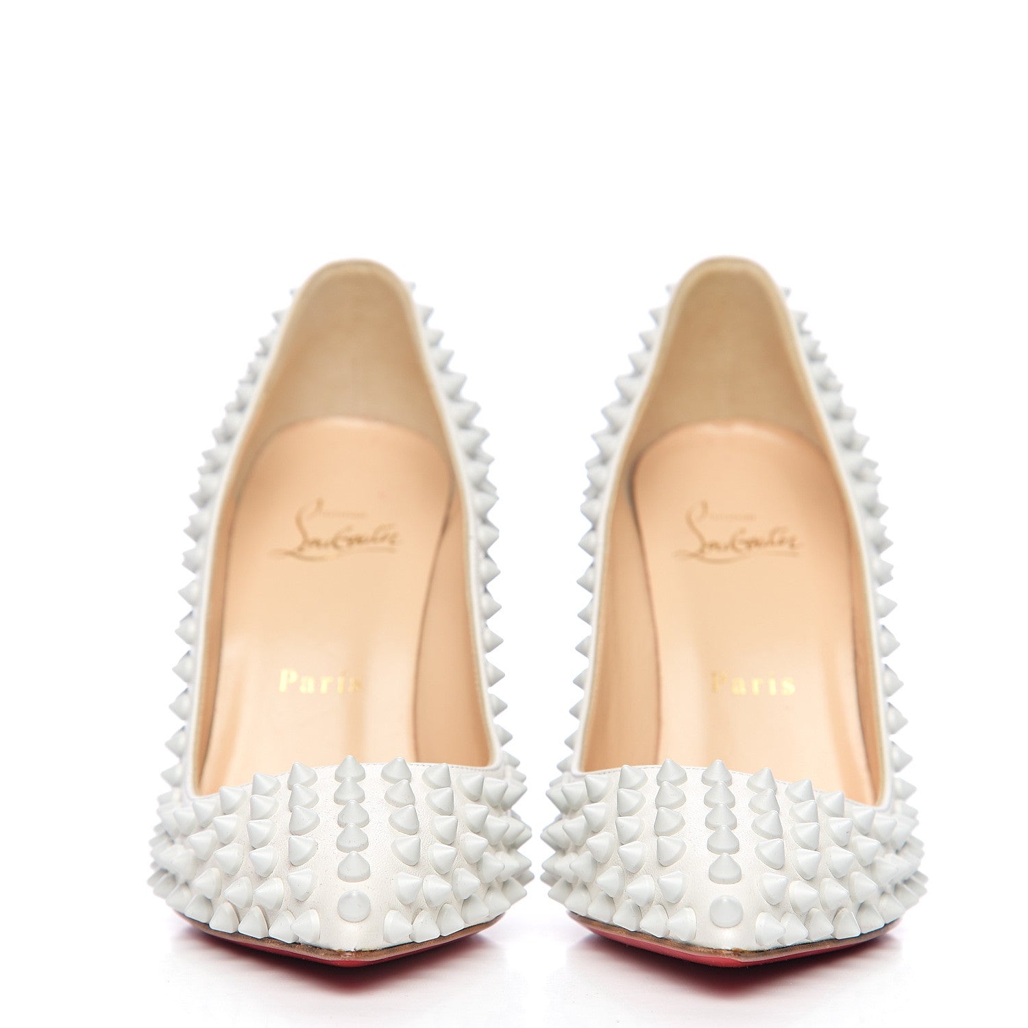 Christian Louboutin Nappa Pigalle Spikes 100 Pumps 36 White 2 of 7