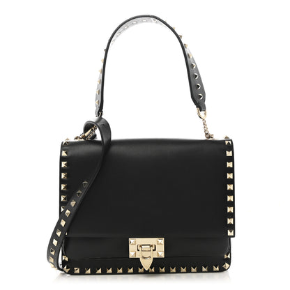 Valentino Garavani Vitello Rockstud Top Handle Shoulder Bag Black 1 of 10