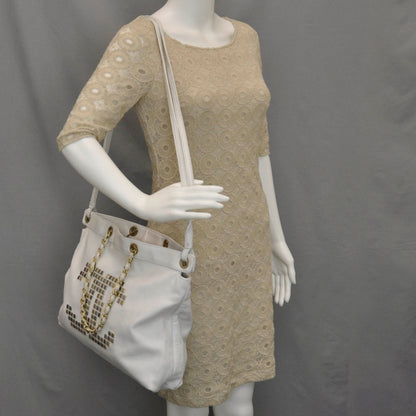 Chanel Leather Metal Mosaic Shoulder Bag White 2 of 9