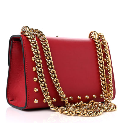Gucci Calfskin Studded Small Padlock Shoulder Bag Hibiscus Red 2 of 10
