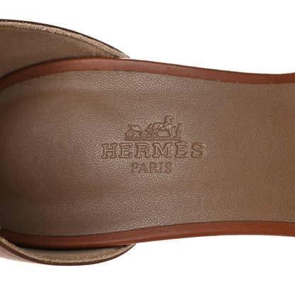 Hermes Calfskin Legend Wedge Sandals 38 Gold 9 of 9