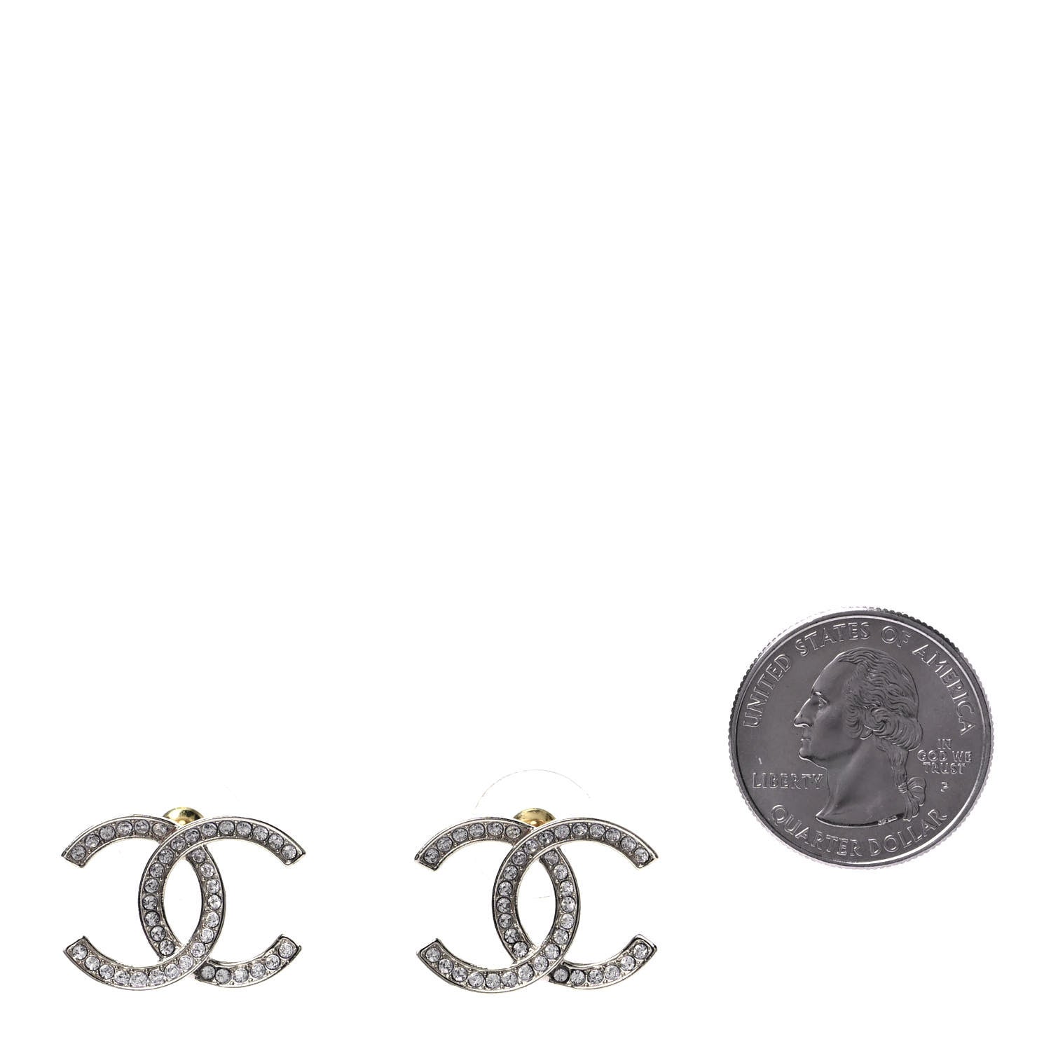 Chanel Crystal CC Earrings Silver 2 of 4
