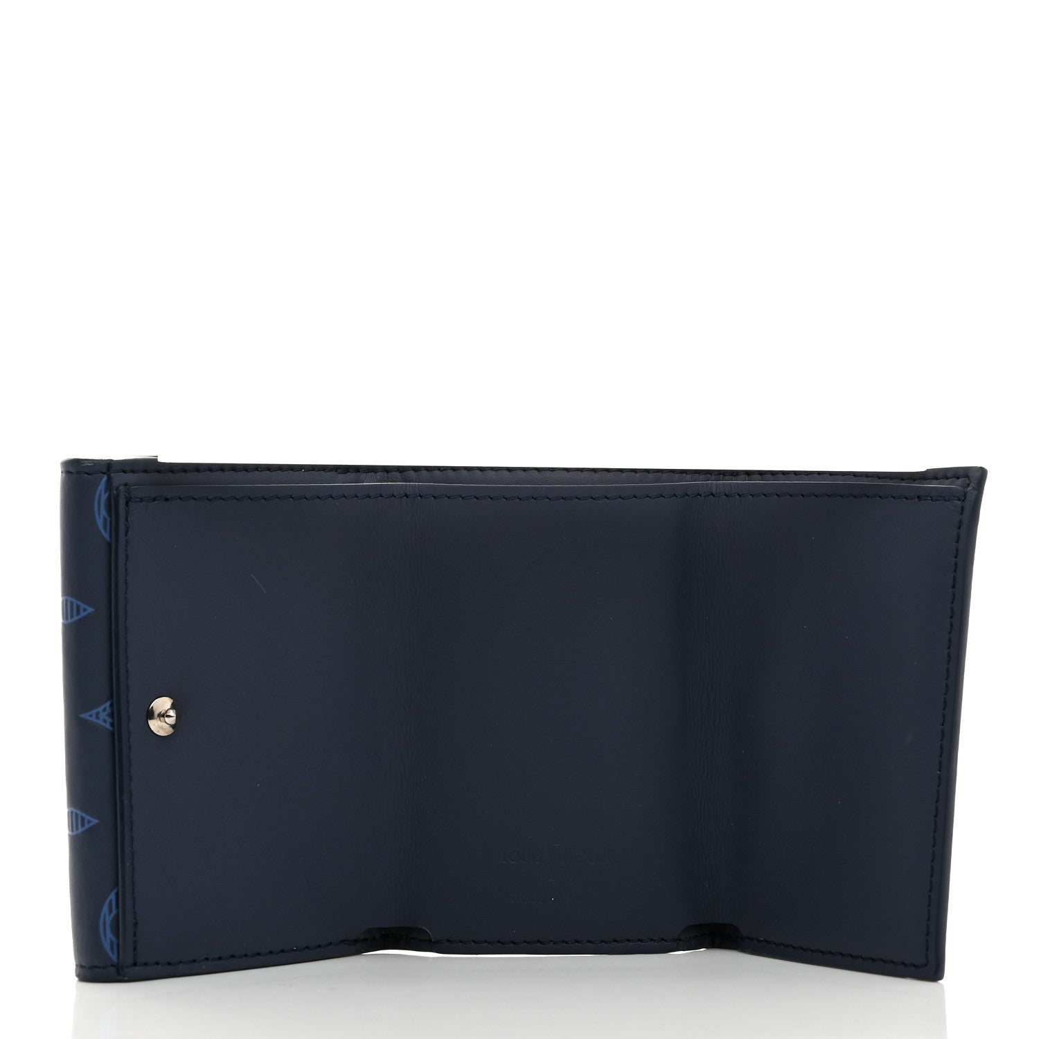 Louis Vuitton Calfskin Monogram Shadow Discovery Compact Wallet Navy 5 of 6