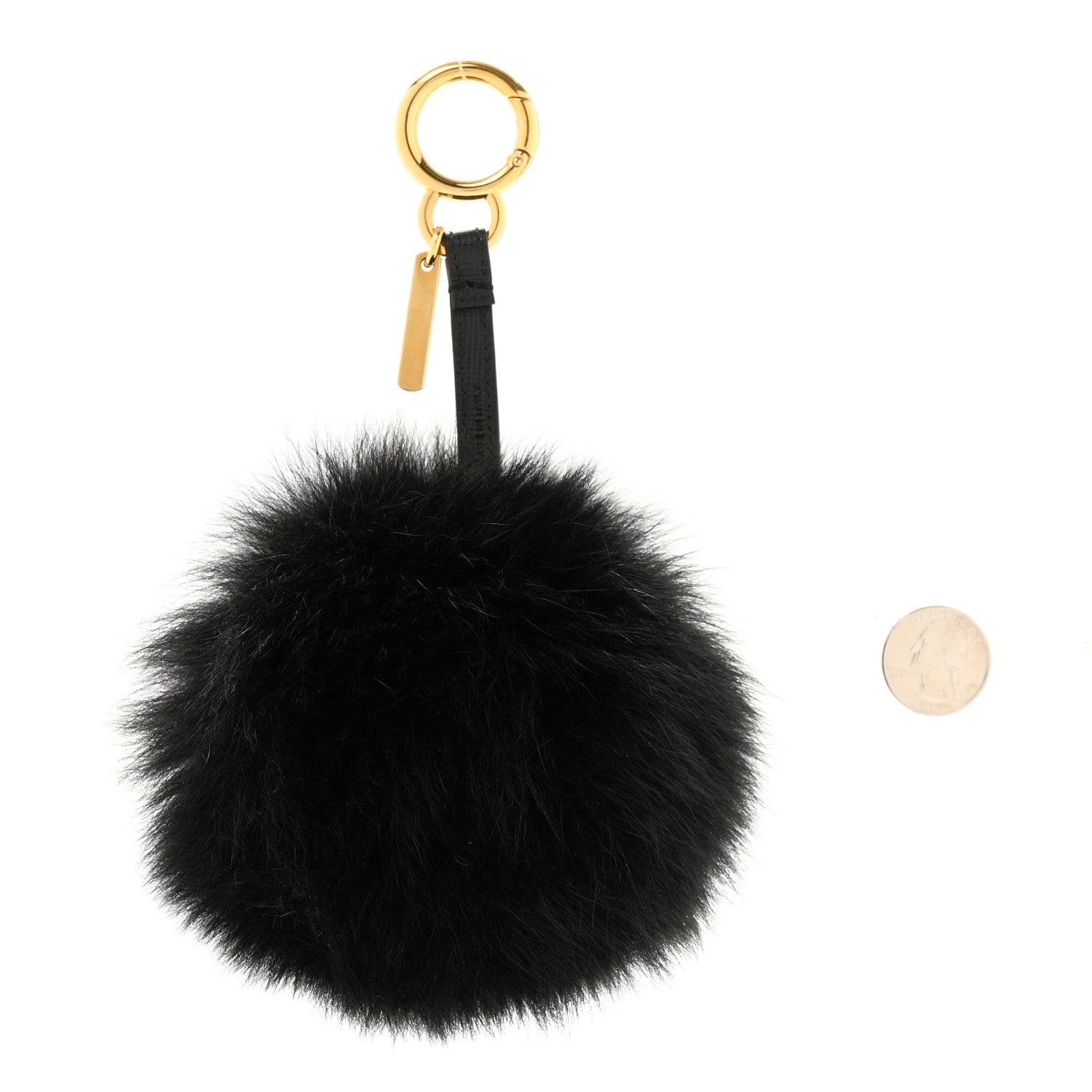 Fendi Fox Fur Pom Pom Bag Charm Black 2 of 4