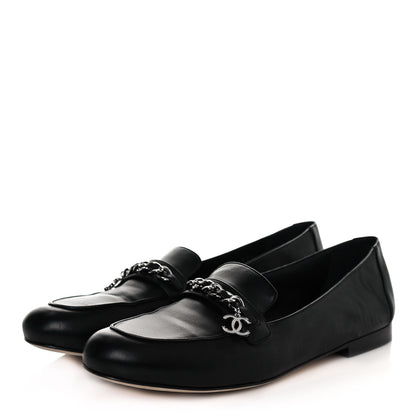 Chanel Calfskin CC Chain Loafers 42 Black 3 of 8