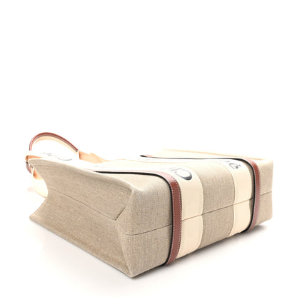 Chloe Linen Calfskin Medium Woody Ribbon Tote White Brown 4 of 9