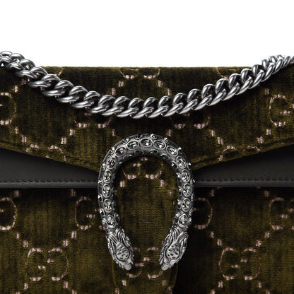 Gucci Velvet Moon Calfskin Crystal GG Monogram Small Dionysus Shoulder Bag Dark Olive Rose Gold 11 of 11