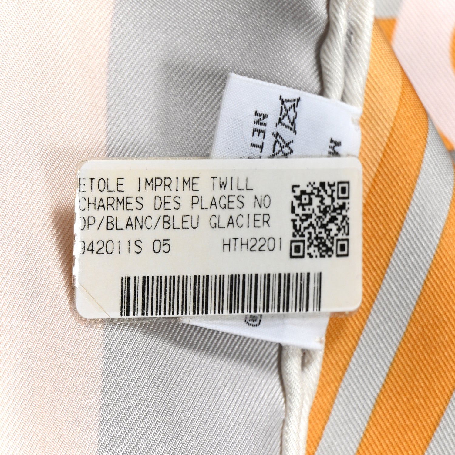 Hermes Silk Charmes Des Plages Normandes Scarf 90 White Bleu Glacier 3 of 3