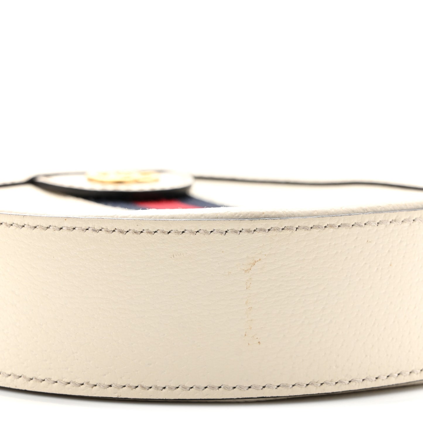 Textured Calfskin Web Mini Ophidia Round Shoulder Bag Mystic White