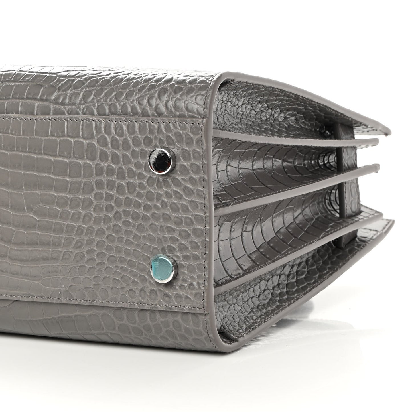 Calfskin Crocodile Embossed Baby Sac De Jour Fog
