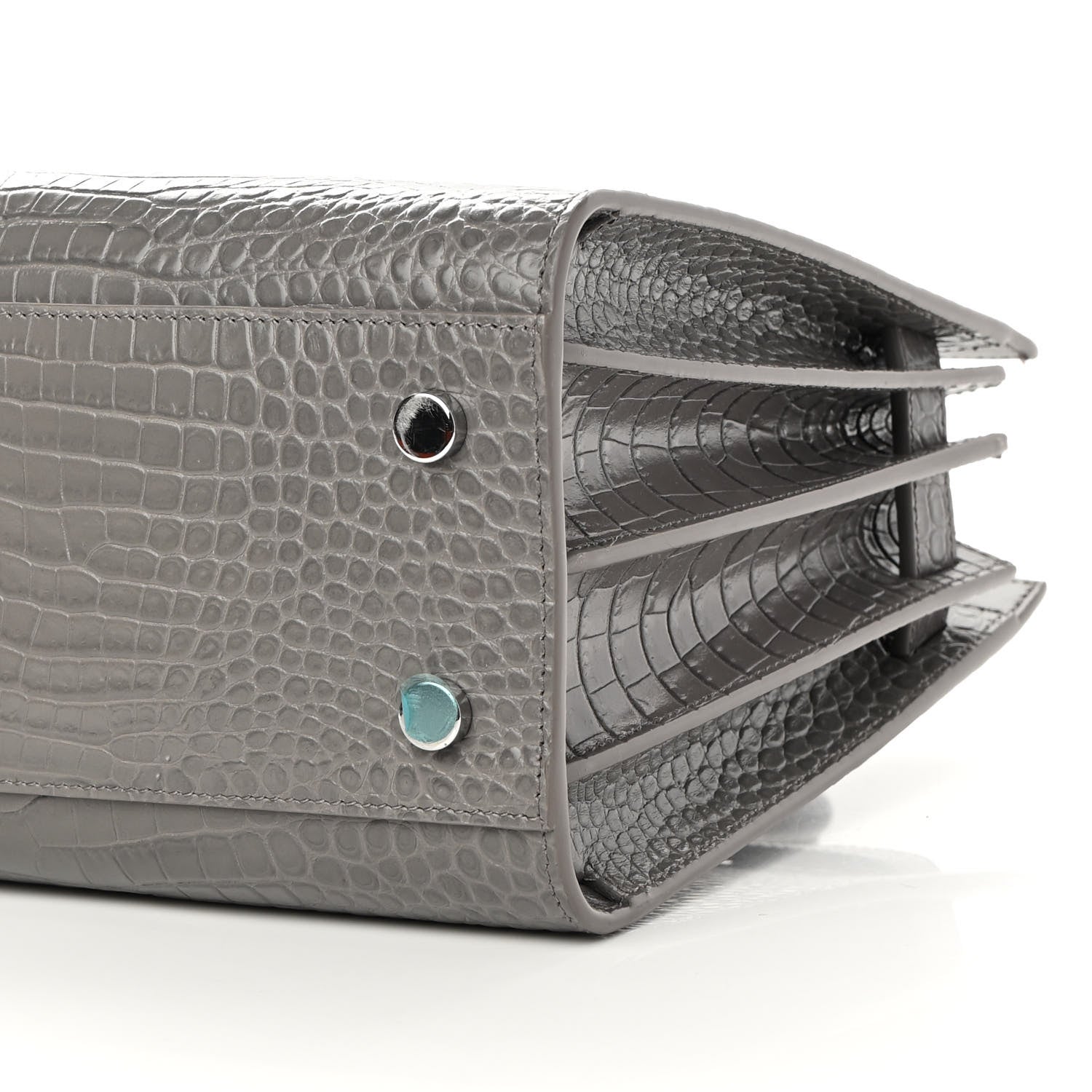 Saint Laurent Calfskin Crocodile Embossed Baby Sac De Jour Fog 11 of 14
