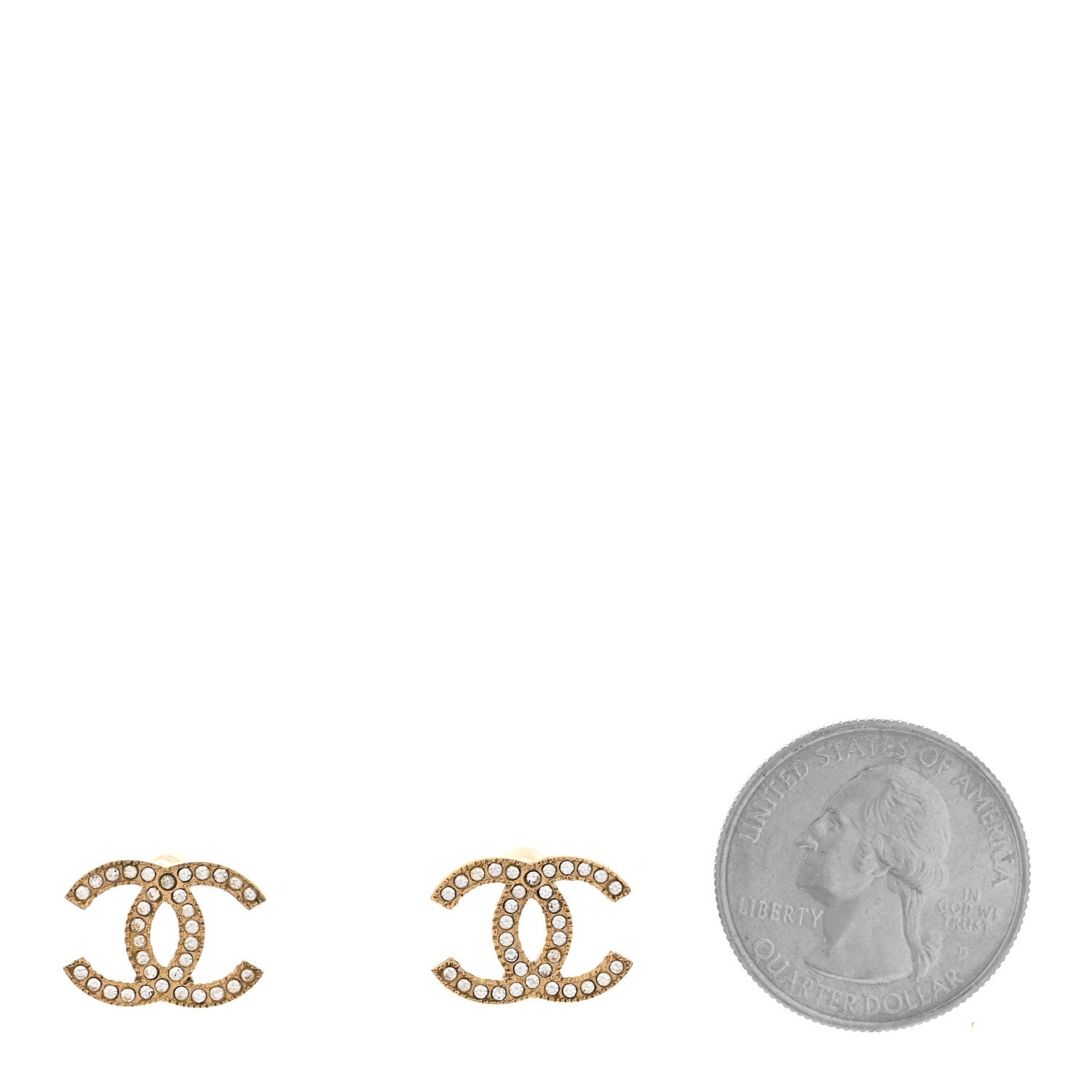 Chanel Crystal CC Earrings Gold 2 of 5
