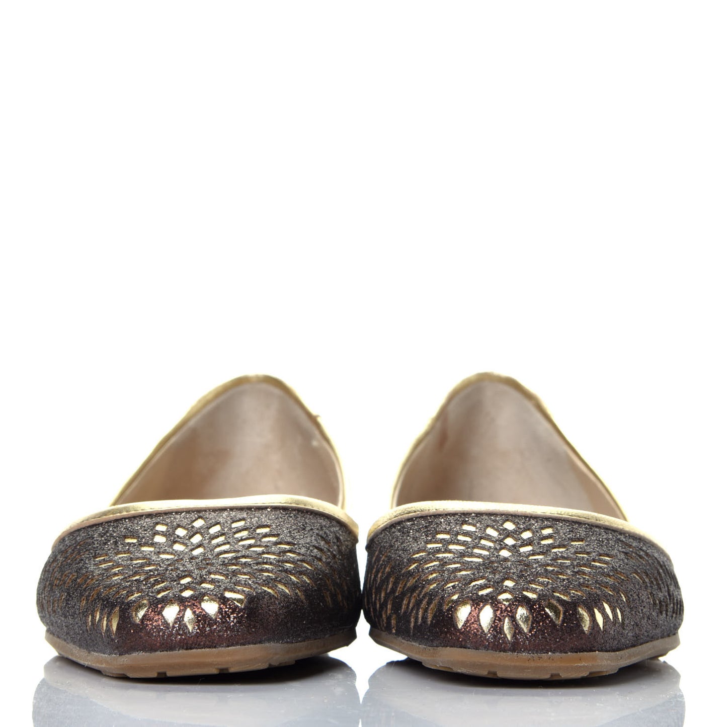 Metallic Calfskin Laser Cut Flats 38 Bronze Gold