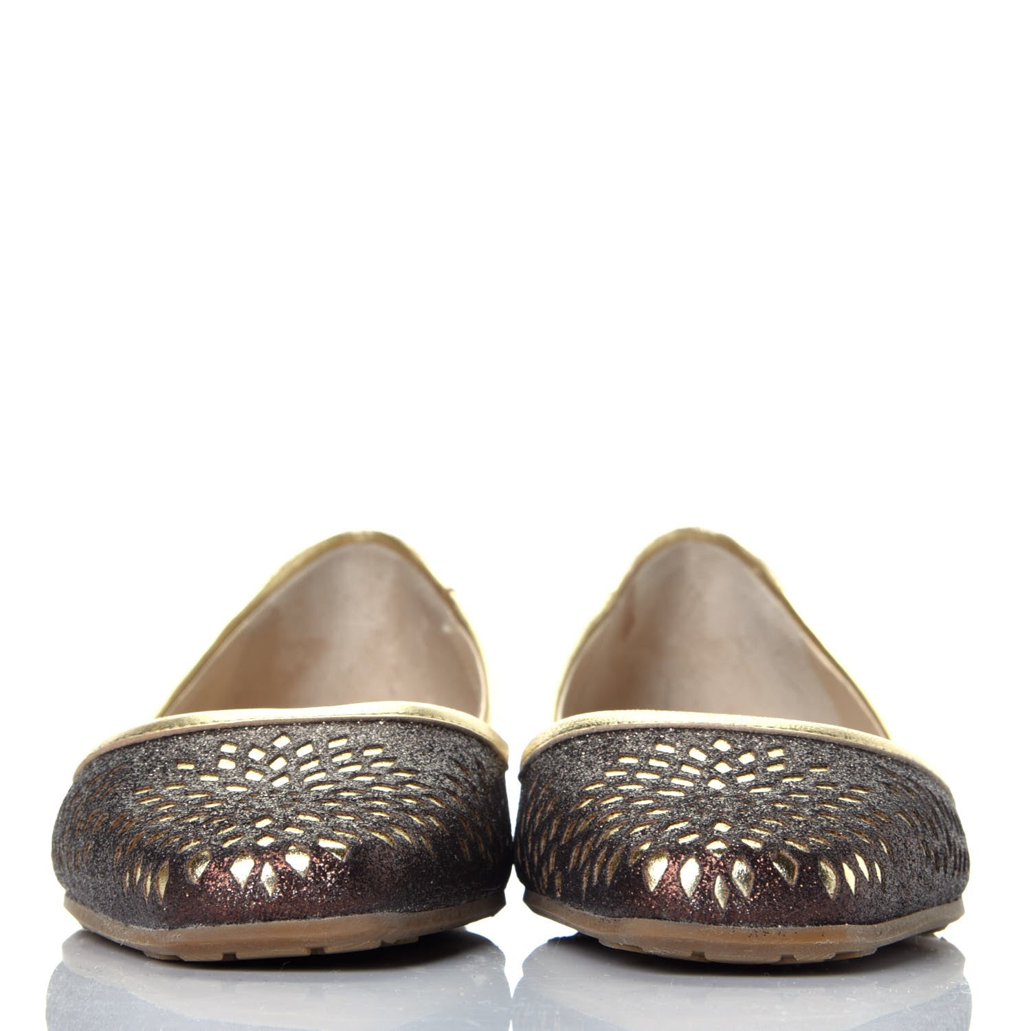Jimmy Choo Metallic Calfskin Laser Cut Flats 38 Bronze Gold 2 of 7