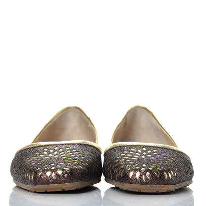 Jimmy Choo Metallic Calfskin Laser Cut Flats 38 Bronze Gold 2 of 7