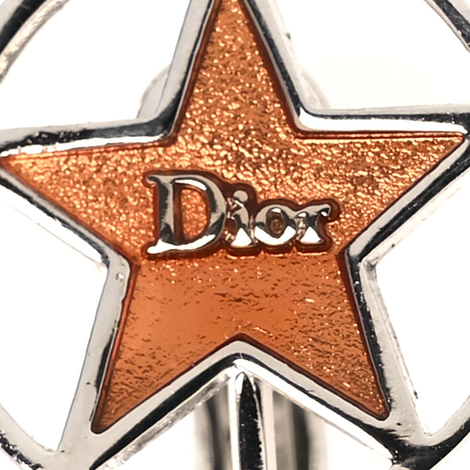 Christian Dior Metal Star Clip On Earrings Silver Orange 4 of 4
