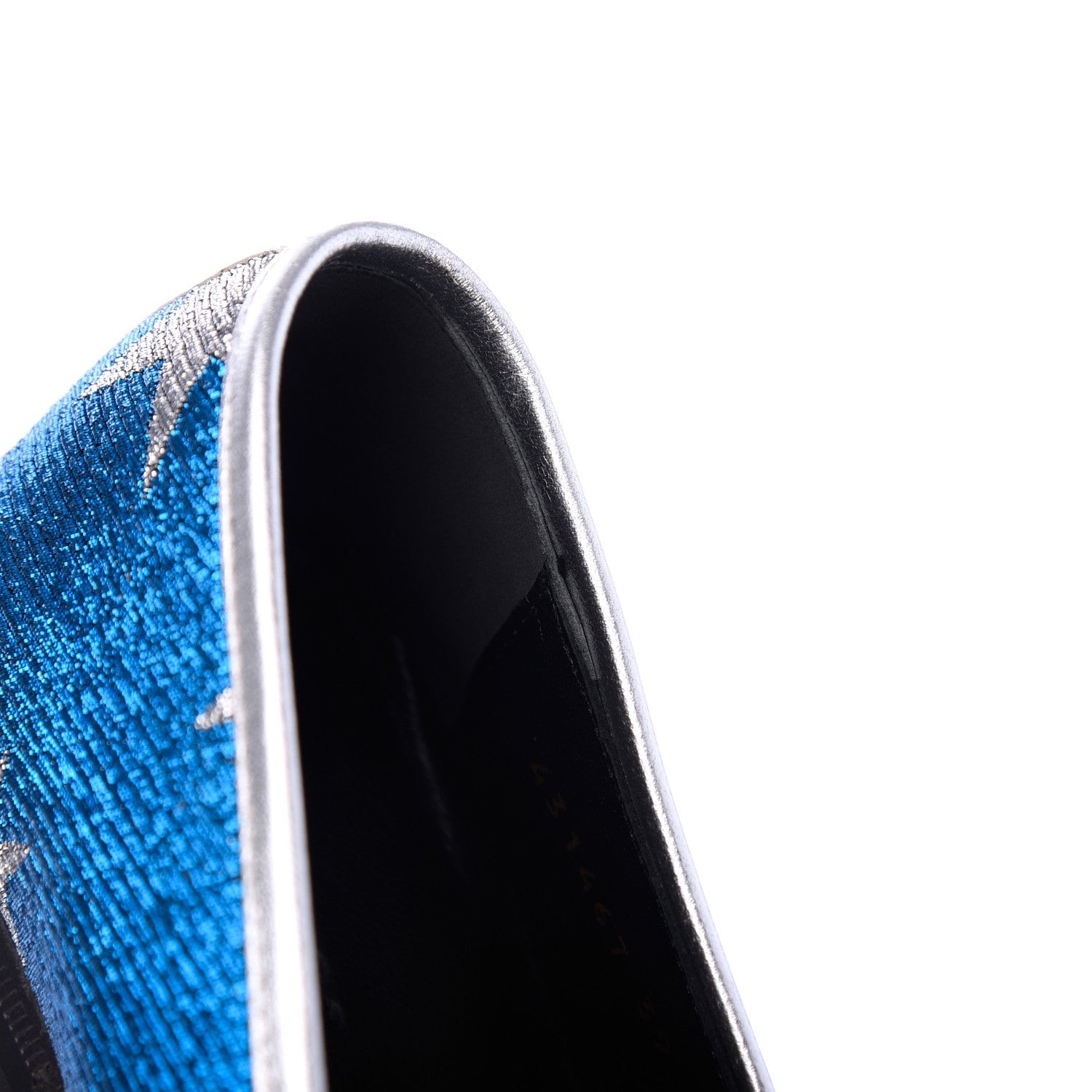 Gucci Lurex Calfskin Starry Sky Womens Jordaan Loafers 39 Bluette Silver 9 of 16