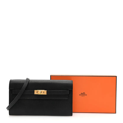 Hermes Chevre Mysore Kelly Wallet To Go Black 11 of 11