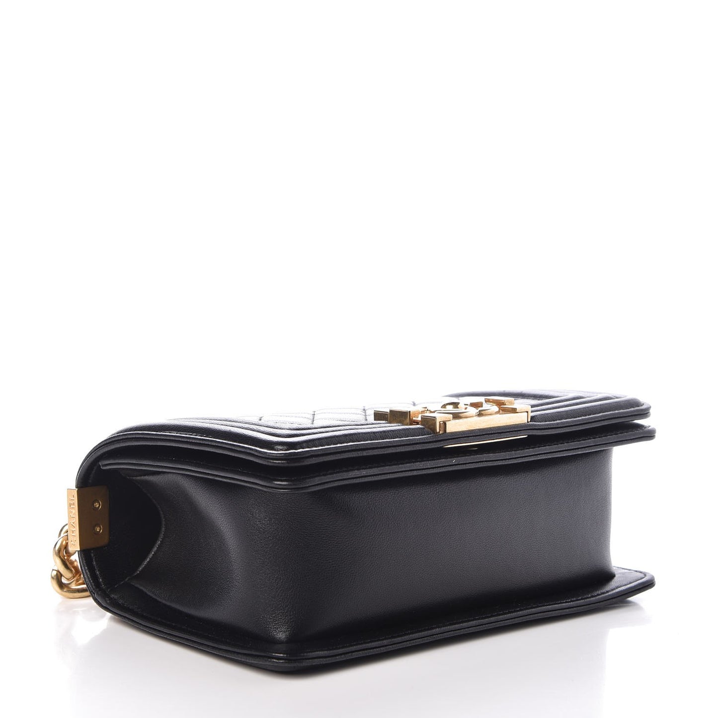 Lambskin Quilted Small Boy Flap Black