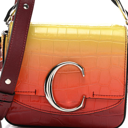 Chloe Calfskin Crocodile Embossed Mini C Double Carry Ombre Yellow 7 of 9