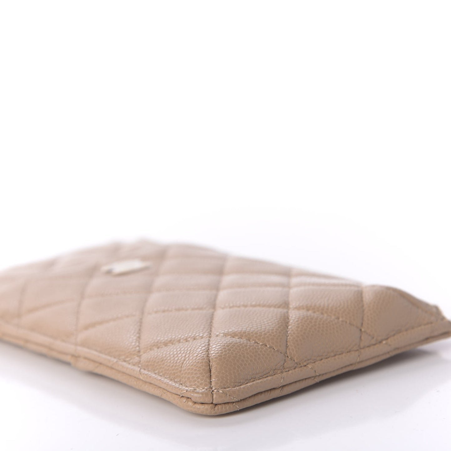 Caviar Quilted Classic Flat Wallet Pouch Beige