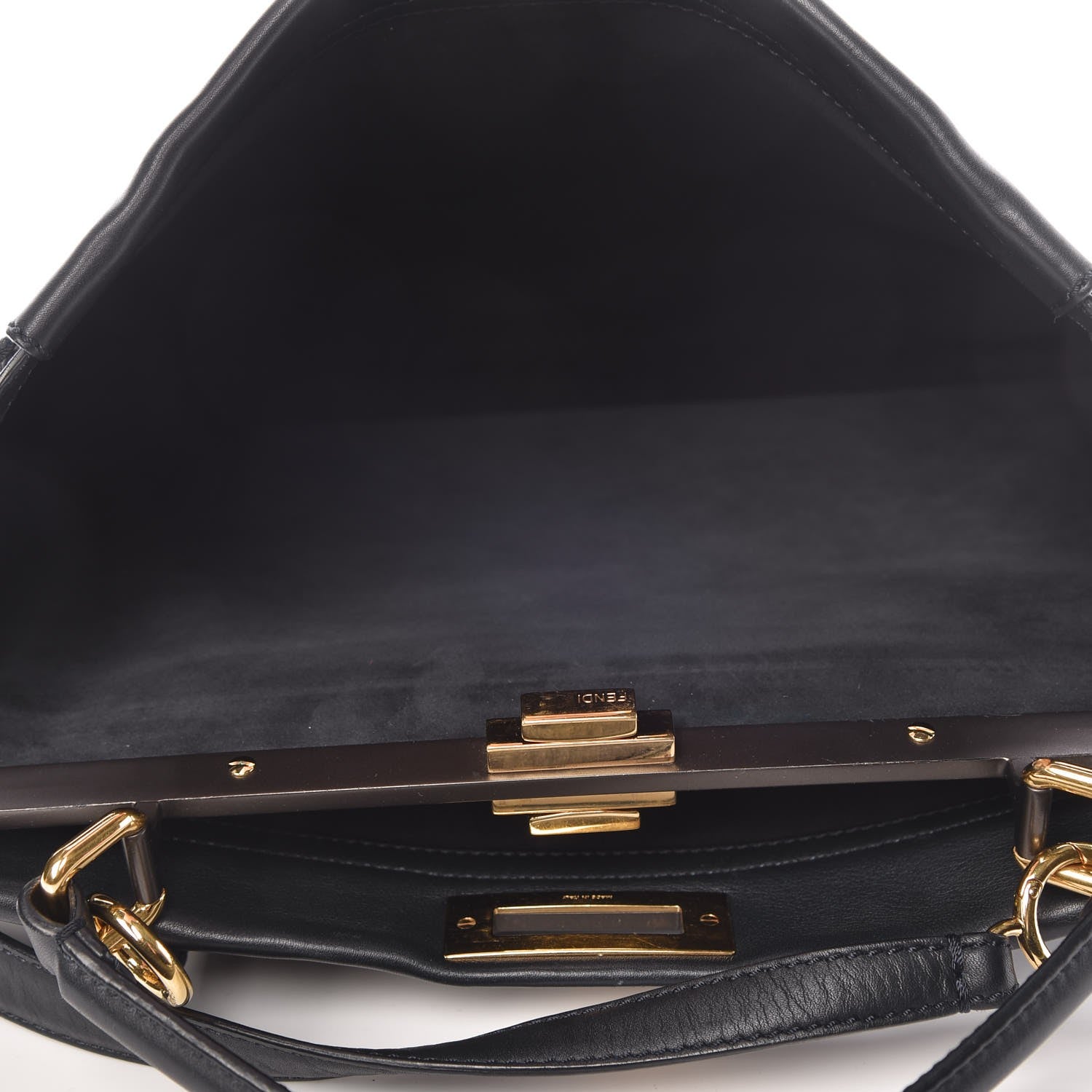 Fendi Vitello Dolce Marmol Large Peekaboo Iconic Satchel Blue Notte 6 of 8