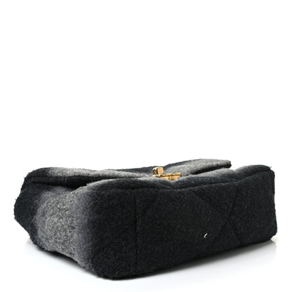 Chanel Wool Quilted Medium Chanel 19 Flap Black Grey 6 of 8