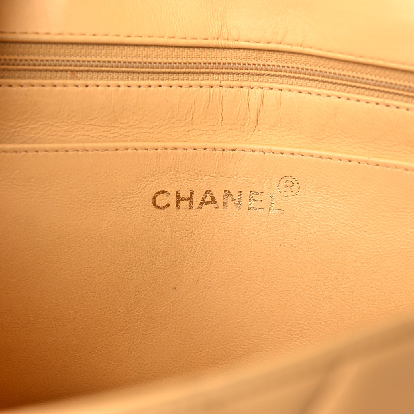 Lambskin Quilted Small Single Flap Beige