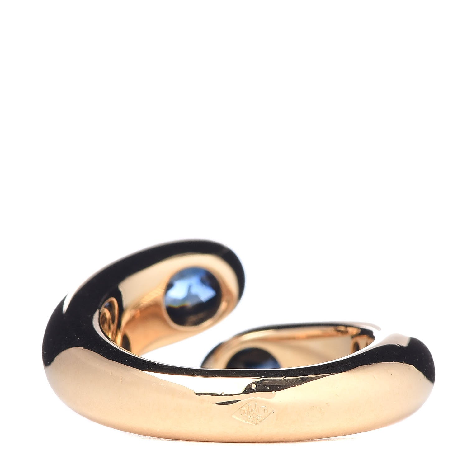 Cartier 18K Yellow Gold Blue Sapphire Ellipse Deux Tetes Croisees Bypass Ring 49 4.75 3 of 4