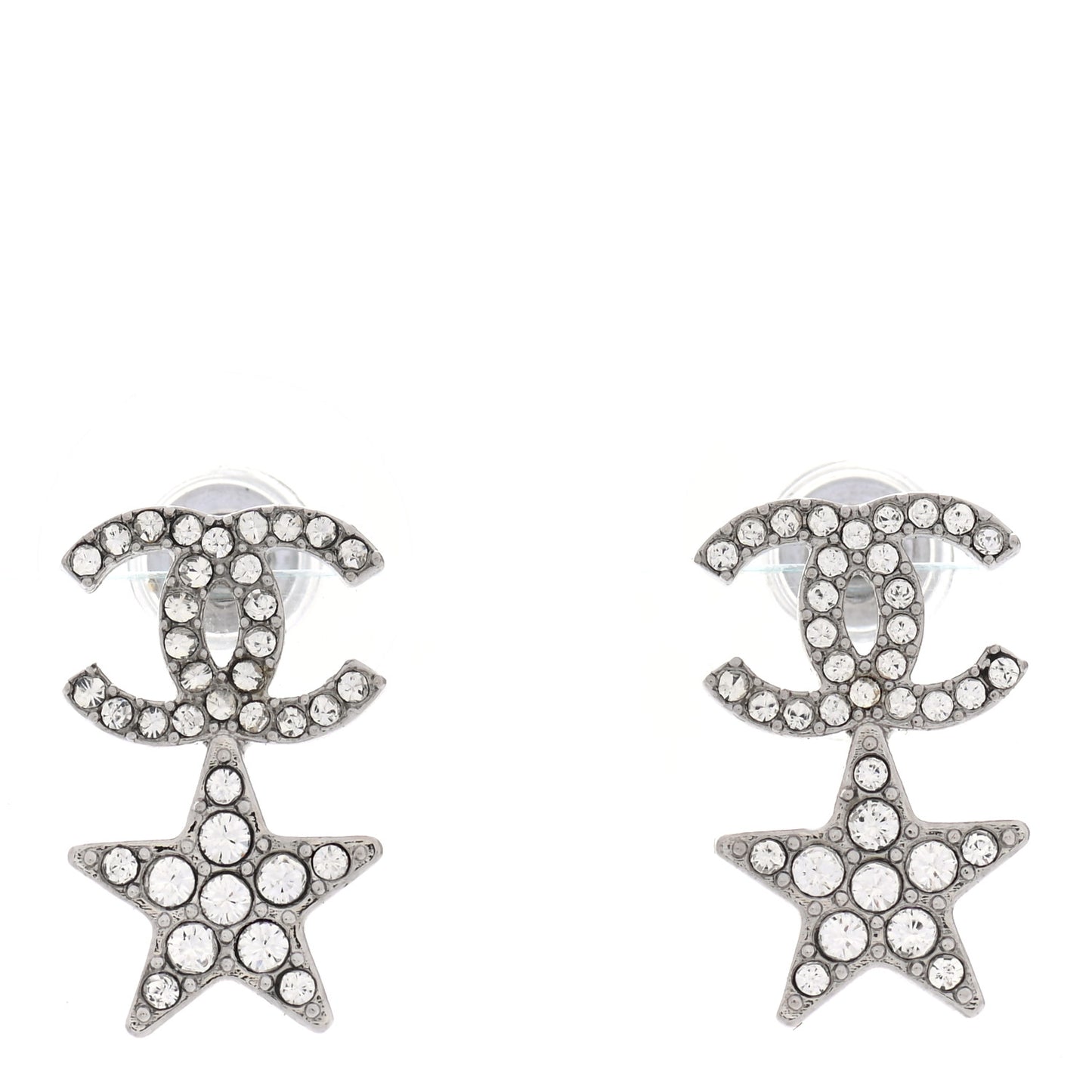 Crystal CC Starfall Drop Earrings Silver