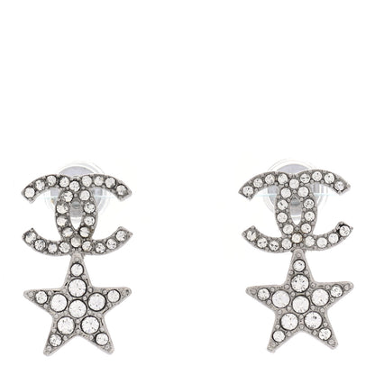 Chanel Crystal CC Starfall Drop Earrings Silver 1 of 4