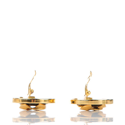 Chanel Enamel CC Clip On Earrings Black Gold 3 of 6