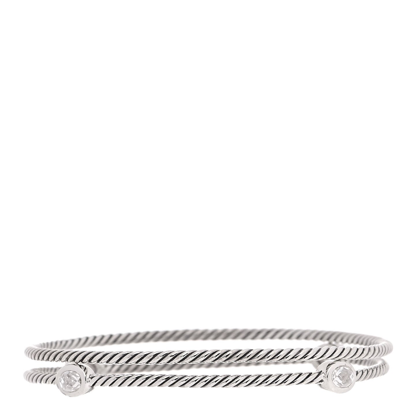 Sterling Silver Crystal Color Classics Cable Bangle Bracelet Set of 2