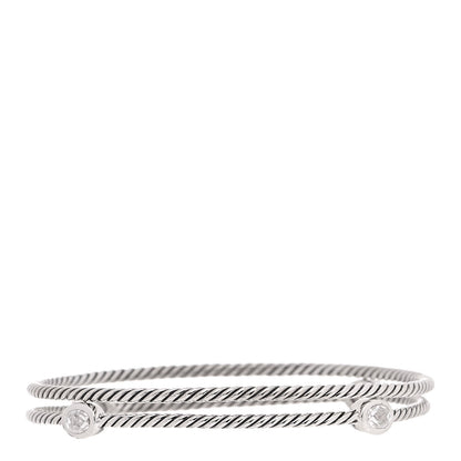 David Yurman Sterling Silver Crystal Color Classics Cable Bangle Bracelet Set of 2 1 of 5