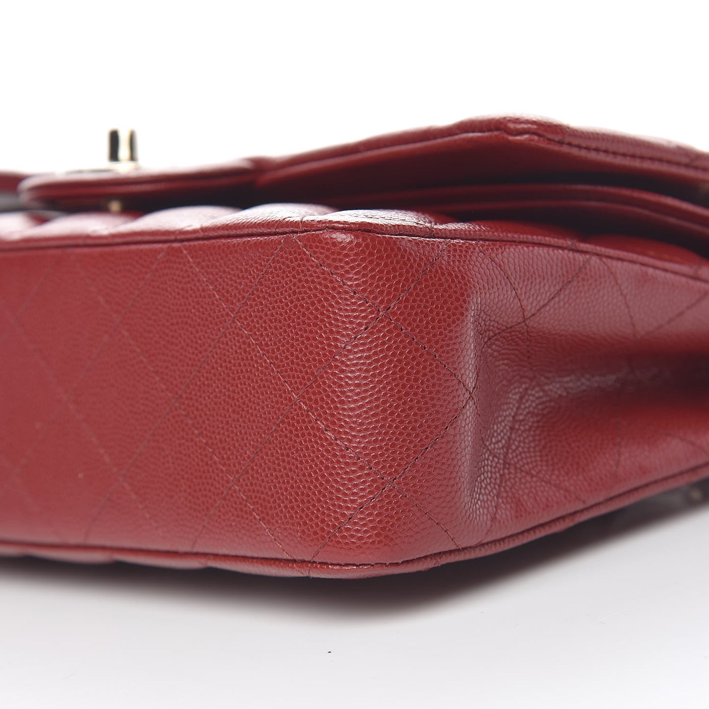 Caviar Quilted Medium Double Flap Dark Red