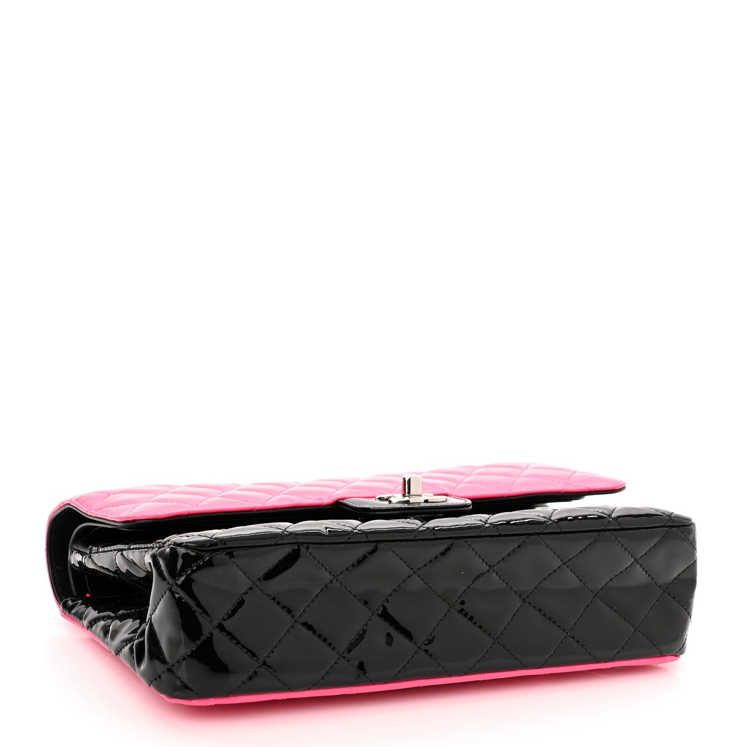 Chanel Patent Calfskin Quilted Bi-Color Medium Double Flap Pink Black 4 of 10