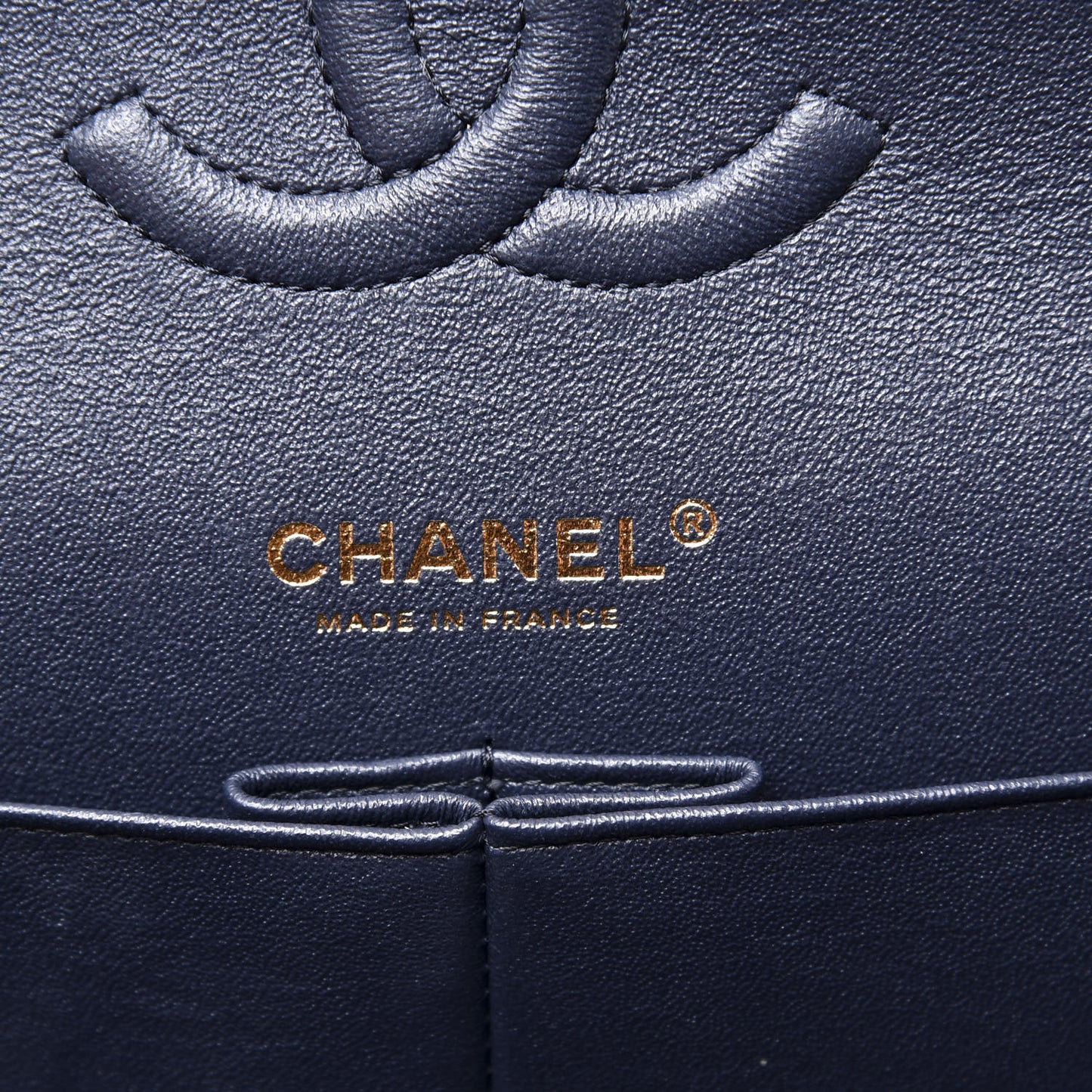 Caviar Quilted Medium Double Flap Navy