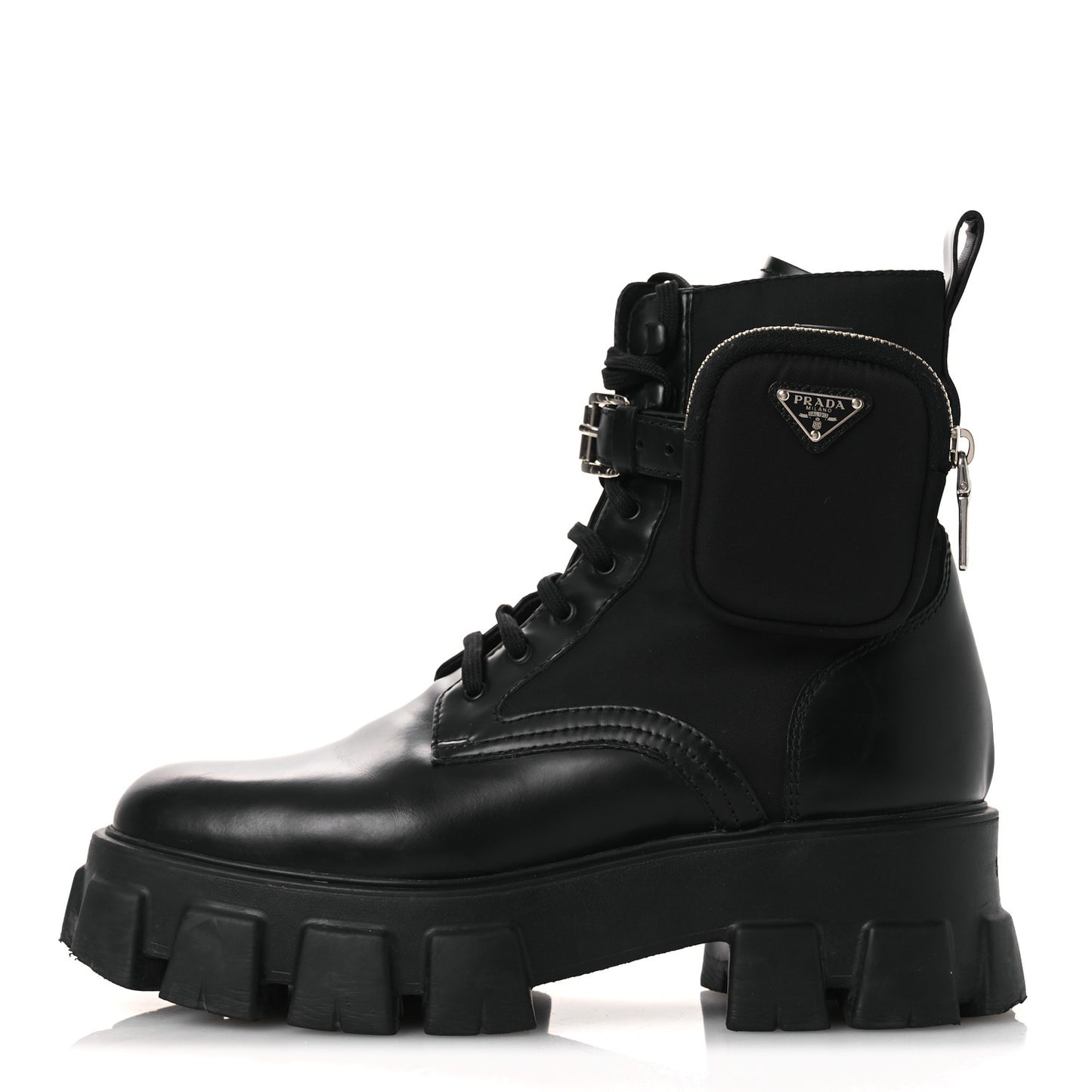 Spazzolato Rois Nylon Metal Triangle Logo Monolith Pouch Pocket 55mm Boots 40.5 Black
