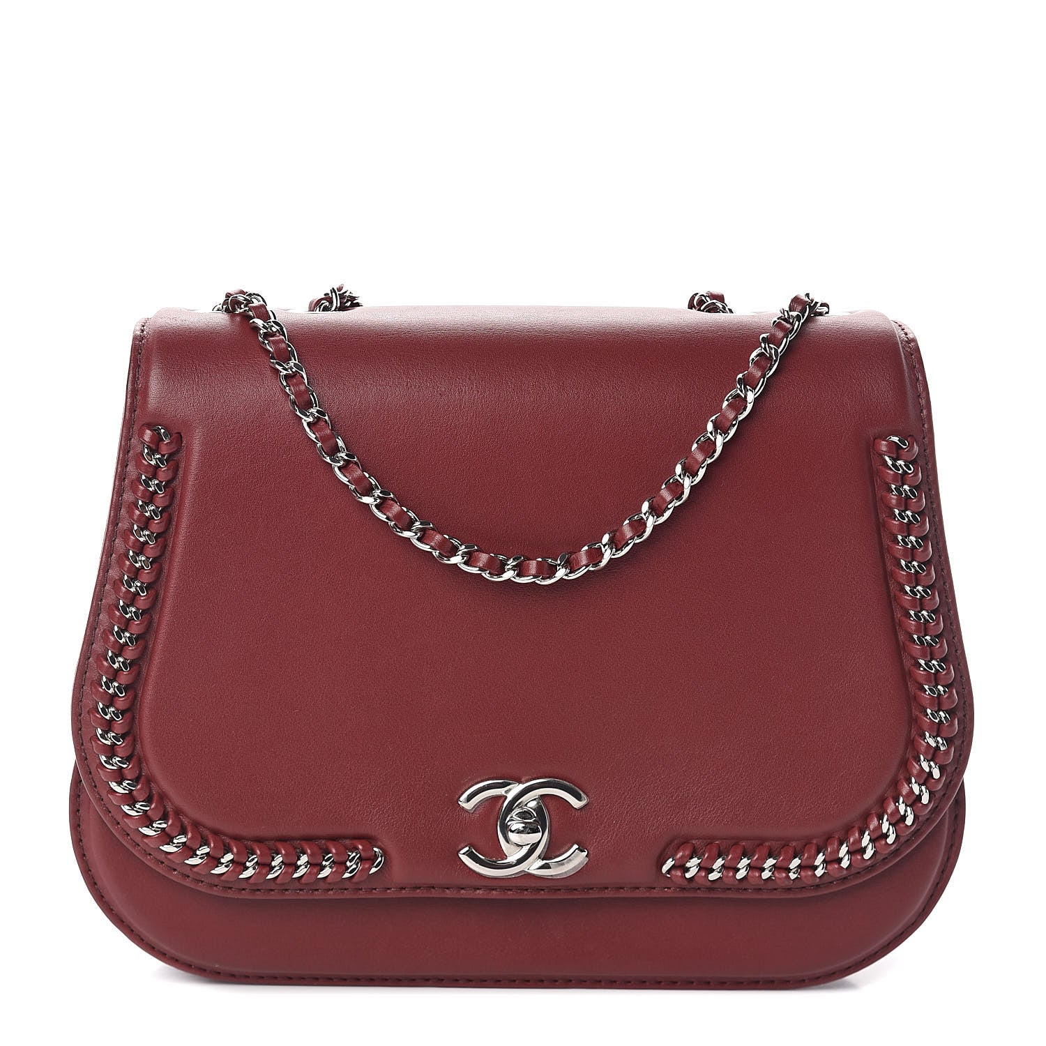 Chanel Calfskin Braided Medium Chic Flap Burgundy 1 of 10
