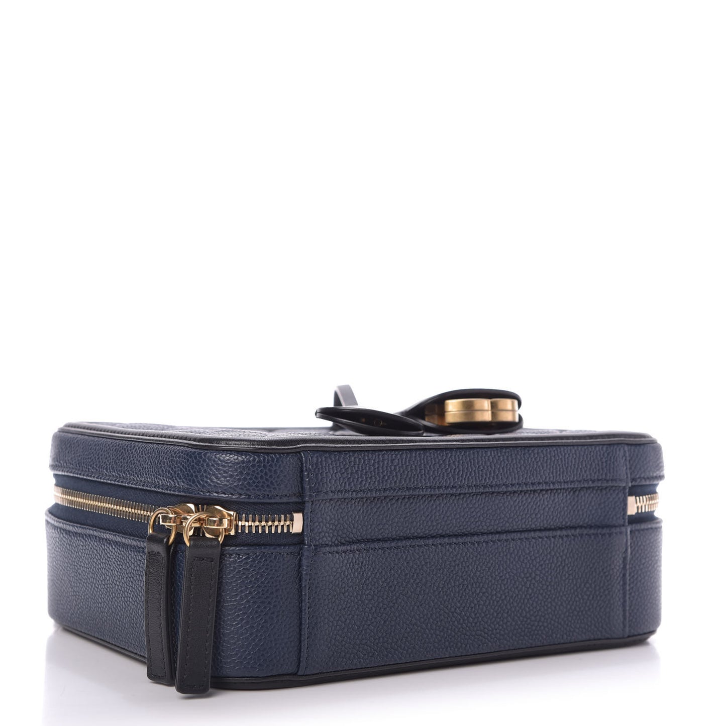 Caviar Quilted Medium CC Filigree Vanity Case Navy Black