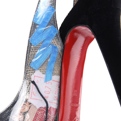 Christian Louboutin PVC Velvet Winter Trash 150 Pumps 37 Black 9 of 10